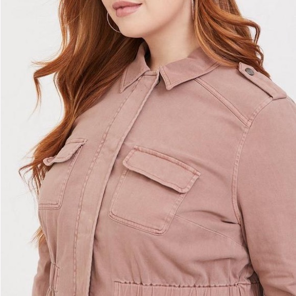 NWOT Torrid Essential Twill Anorak Utility Chore Jacket Pink Clay - Picture 10 of 16